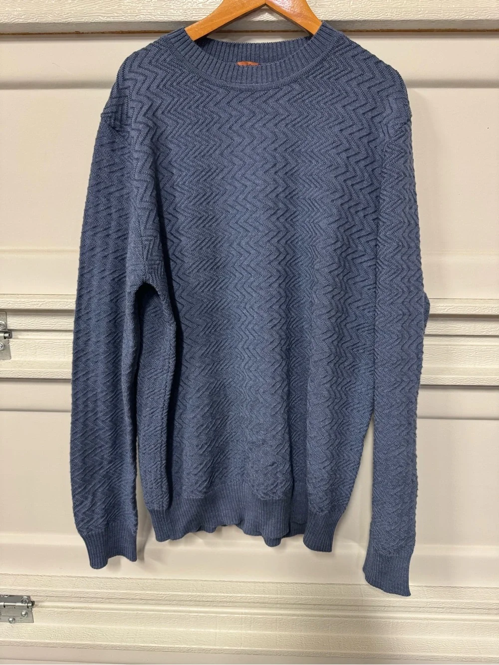 MISSONI MENS KNIT CREWNECK SWEATER Wool Medium New Chevron Pattern